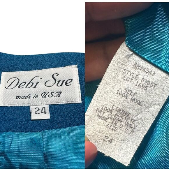 Vintage Debi Sue Blazer Women’s 24 Plus Blue Power Shoulder Single Button USA - Picture 7 of 8